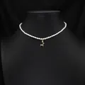 Elegant natural freshwater pearl necklace with gold deer pendant on black mannequin - 3D Reindeer Pearl Necklace