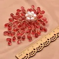 Handmade vintage brooch featuring natural pearls and red sea bamboo branch design - Red Crystal Branch Brooch