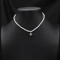 Elegant natural freshwater pearl necklace featuring a zircon teapot pendant for women - Zirconia Teapot Pearl Necklace