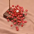 Elegant handmade red sea bamboo bead floral brooch with a central pearl for wedding - Freeform Branch Brooch