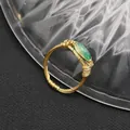 Exquisite handmade wire-wrapped ring featuring a green jade stone with a vintage gold finish - Size 5 / Jade Wire Wrapped Ring (GR0315)