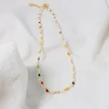 Dainty natural pearl necklace with colorful crystal beads for a bohemian summer look. - Natural Pearl Colorful Crystal Necklace
