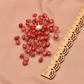 Handmade red sea bamboo branch brooch with natural pearl in vintage ethnic style. - Baroque Coral Branch Brooch 1