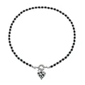 Collier de perles noir et argent avec pendentif coeur serti de cristaux brillants - 1# Noir (ZW2679)