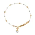 Elegant gold necklace with irregular metallic beads and pearls, features a toggle clasp. - Irregular Pearl Stitching Style / Gold (ZW2580)