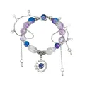 Handgefertigtes violett-blaues Perlenarmband mit Planeten-Anhänger und Silberquasten - Planet Stil (ZW1950 2#)