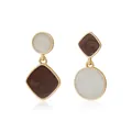 Geometric gold-toned enamel earrings with round and diamond shapes in cream and brown - Geometric Spiral Color-Block Style (ZW2109 1# Brown)