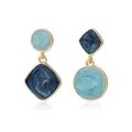 Elegant asymmetrical geometric stud earrings featuring a blue marble drip oil finish - Geometric Spiral Blue Style (ZW2109 2# Blue)