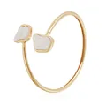 Retro gold thin choker necklace with irregular white mother of pearl inlay details - Irregular Open Bracelet (ZW2171) / White