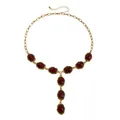 Collana a Y vintage color oro con pietre ovali rosse in finta occhio di tigre per donna - Rosso