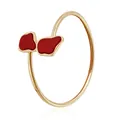 Minimalist retro gold choker necklace featuring a unique irregular red stone pendant design - Irregular Open Bracelet (ZW2171) / Red