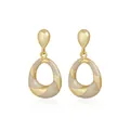 Elegant gold-toned geometric screw earrings with white enamel drip oil finish for women - Waterdrop Shape Apricot Style (ZW2123 3# Apricot)