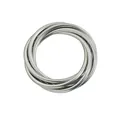 Detailed view of a silver multi-layer elastic snake bone chain bracelet with metallic texture - 2# Steel Color