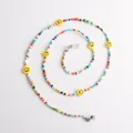 Colorful seed bead eyeglass chain with yellow acrylic smiley face charms lanyard - Colorful Seed Bead Smiley Face Style (ZW2681)