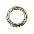 Detail view of a multi-layer stretch snake chain bracelet in gold and silver tones. - 3# Two-tone