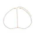 Elegant handmade pearl head chain with gold-tone links for bridal or boho hair styling. - Gold