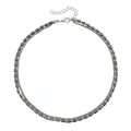 Elegante collana a doppio strato con perline metalliche argentate e pietre di ematite scura - Stile con Perline Cilindriche (ZW1699)