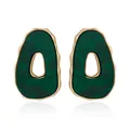 Elegant retro irregular hollow earrings with green malachite texture and gold finish - Irregular Hollow Stud Earrings (ZW2174) / Green