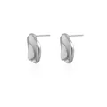 Elegant French style wrinkled wavy stud earrings in a polished silver metallic finish - Earrings / Steel