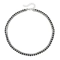 Collana alla moda a due strati con perle nere sfaccettate e catena a sfere argento - Stile con Perline Sfaccettate (ZW1676)