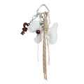 Creative white puppy keychain with woven tan rope and key charm for bag accessory - White