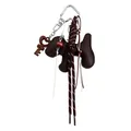 Elegante portachiavi a forma di cane in pelle marrone con corda e ciondolo a cuore - Marrone