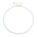 Elegante collar de cuentas de cristal transparente con cadena de extensión dorada y corazón - 3# Estilo Cristal Transparente y Vidrio