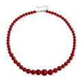 Collier minimaliste à perles rouges avec des perles rondes graduées et un fermoir mousqueton - Collier (ZW1482)