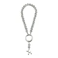 Fashionable grey crystal beaded keychain with silver balloon dog pendant charm. - Balloon Dog Style (ZW1221)