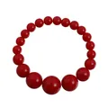 Collier tendance à perles rouges avec des perles de tailles dégradées sur fond blanc - Bracelet (ZW1482)