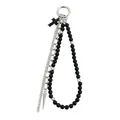 Llavero gótico de cuentas negras con cruz, punta y cadenas multicapa para colgar bolsos - Colgante de Cruz con Cuentas (ZW1781) / Negro/Plateado (ZW1781)