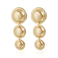 Elegant vintage gold geometric drop earrings featuring three graduating circular discs. - Triple Disc Drop Earrings (ZW397) / Gold