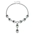 Elegante collana a Y argento con pietre nere sfaccettate per abiti da sera e party. - ZW401 Collana a Y