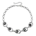 Collana massiccia color argento con cinque cristalli sfaccettati grigio scuro. - ZW396 Collana a Catena