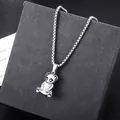 Silver panda pendant necklace made of durable titanium steel for hip hop style. - Bear Necklace (L1148-A) with Perfume