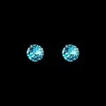 Pendiente de aleación de titanio F136 con circonita azul claro para piercing de oreja y nariz - Estilo Corte Rosa (XT053) / 6mm / Azul