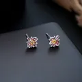 Fashionable gradient maple leaf stud earrings with silver metal and autumn red enamel finish - Maple Leaf Pair / Red