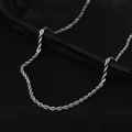 Collana a catena a corda minimalista in acciaio al titanio argento da uomo su fondo nero - 45cm / L046-B (Catena a Corda) 2MM