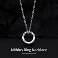 Minimalist silver Mobius ring pendant necklace for men featuring a stylish chain link - Mobius Ring Pendant Necklace (L150-A)