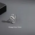 Retro 13mm Titanstahl Gotik Kreuz Ohrstecker für Herren und Damen - Vintage-Kreuz Einzelstück