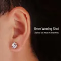Macro view of minimalist 8mm silver stud earring with clear round sparkling gemstone - 8mm 1 Pair / Silver White Rhinestone