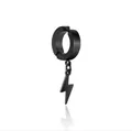 Black stainless steel clip-on earring with lightning bolt pendant charm for men and women - Lightning Pendant Black Clip (X312-J)