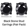 Elegant minimalist black round cut stud earrings for men and women, 1 pair pack - 6mm 1 Pair / Black/Black Zirconia