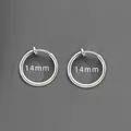 14mm silver minimalist stainless steel clip-on hoop earrings designed for non-pierced ears - Clip-on Ear Cuff (X020-B) / 1 Pair 14mm / Silver