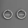 16mm silver clip-on hoop earrings for non-pierced ears, minimalist unisex style - Clip-on Ear Cuff (X020-C) / 1 Pair 16mm / Silver
