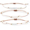 Handmade woven semi-precious stone bracelets with moonstone beads and adjustable cord. - 3-Piece Set Style (B-S25081201A) / 3-Pack