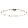 Elegant handmade woven cord bracelet featuring a white moonstone cylinder and gold beads - Cylindrical Stone Style (B-B25081204A)