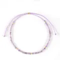 Boheemse paarse halfedelsteen kralenarmband met verstelbaar koord en gouden accenten - Lichtpaars (B-B24110503C)