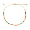 Exquisite multi-color seed bead adjustable cord bracelet for women in golden finish - Green And Orange Seed Bead Style(FG-B25021302A)