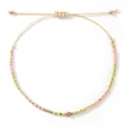 Handmade multi-color seed bead adjustable bracelet with gold accents for elegant women - Pink And Green Seed Bead Style(FG-B25021302B)